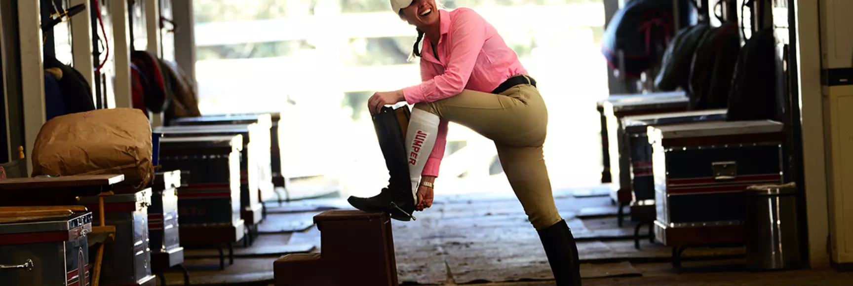 Jackie, Assistant to Mark Watring, Olympian and Gold Medialist Pan American Games, wearing Foot Huggies socks with LYCRA® fiber